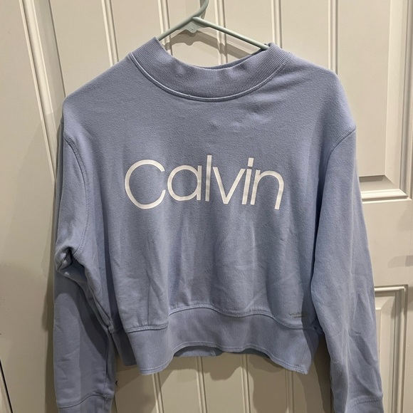 Calvin Klein medium cropped Light Blue Sweatshirt - Picture 1 of 8